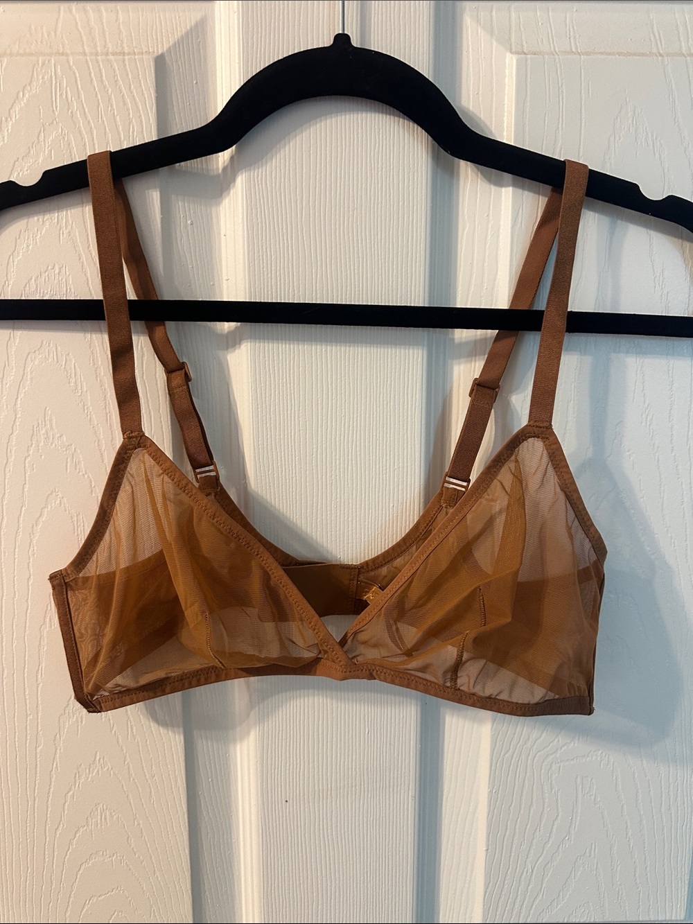 SKIMS Sheer Mesh Triangle Bralette in Warm Brown